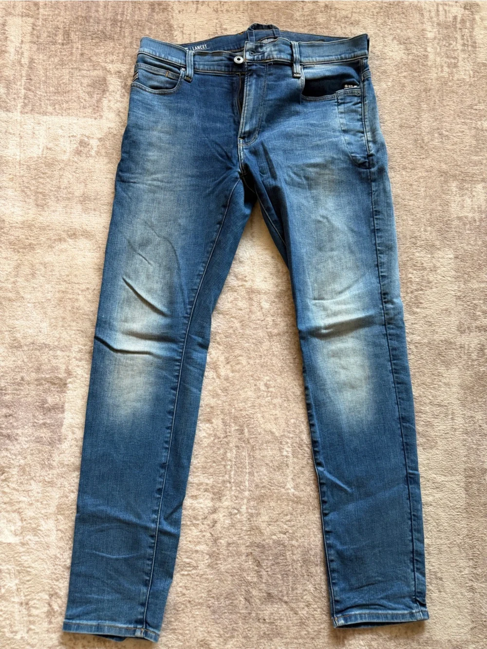 Men’s G‑Star RAW “Lancet Skinny” Jeans — 34W x 32L (Raw Denim)